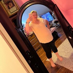 Basic Editions 1XL Pink Top Polka Dots Sheer